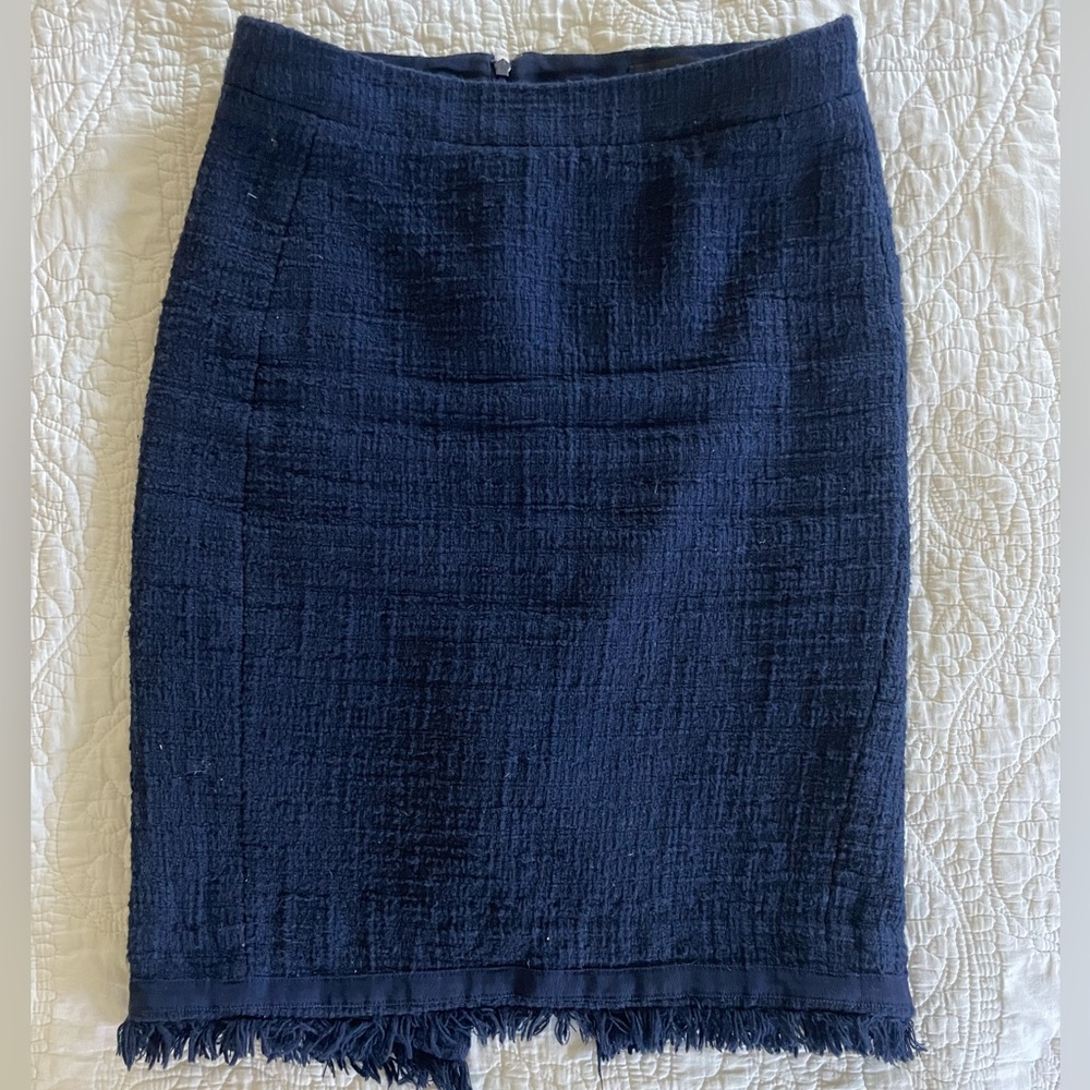 J. Crew Textured Navy Pencil Skirt